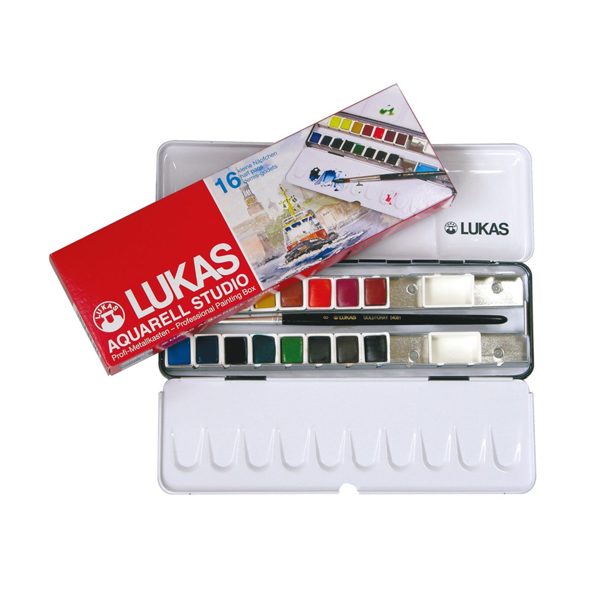 LUKAS Studio Watercolor Metal Box 16 Half Pan - Lukas
